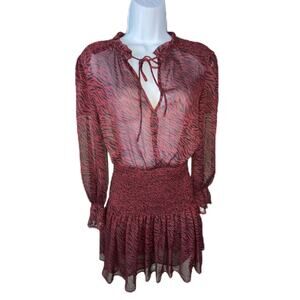 ZARA Sheer Flowy Long-Sleeve Dress, size XS